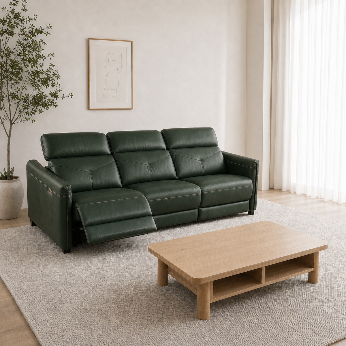 Cascade Recliner 3 seater green 01 main