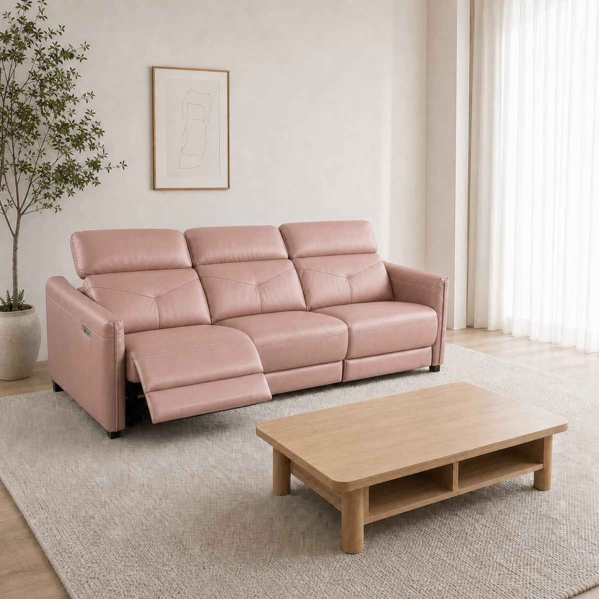 Cascade Recliner 3 seater pink 01 main