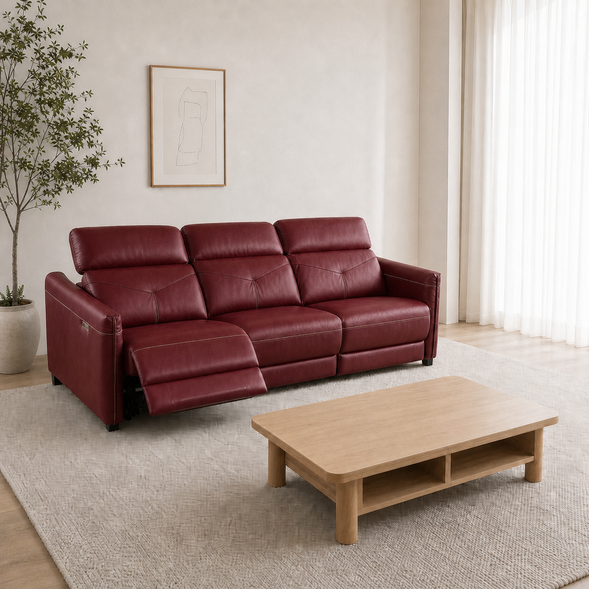 Cascade Recliner 3 seater red 01 main