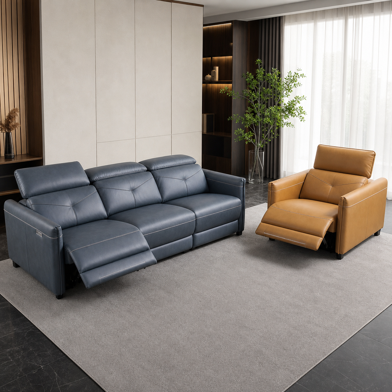 Cascade Recliner complete configuration in an editorial living room