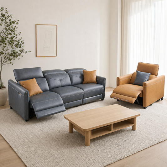 Cascade Recliner complete configuration in an editorial living room