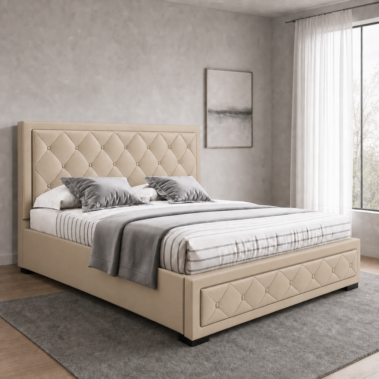 Cass - Bed Beige lifestyle view