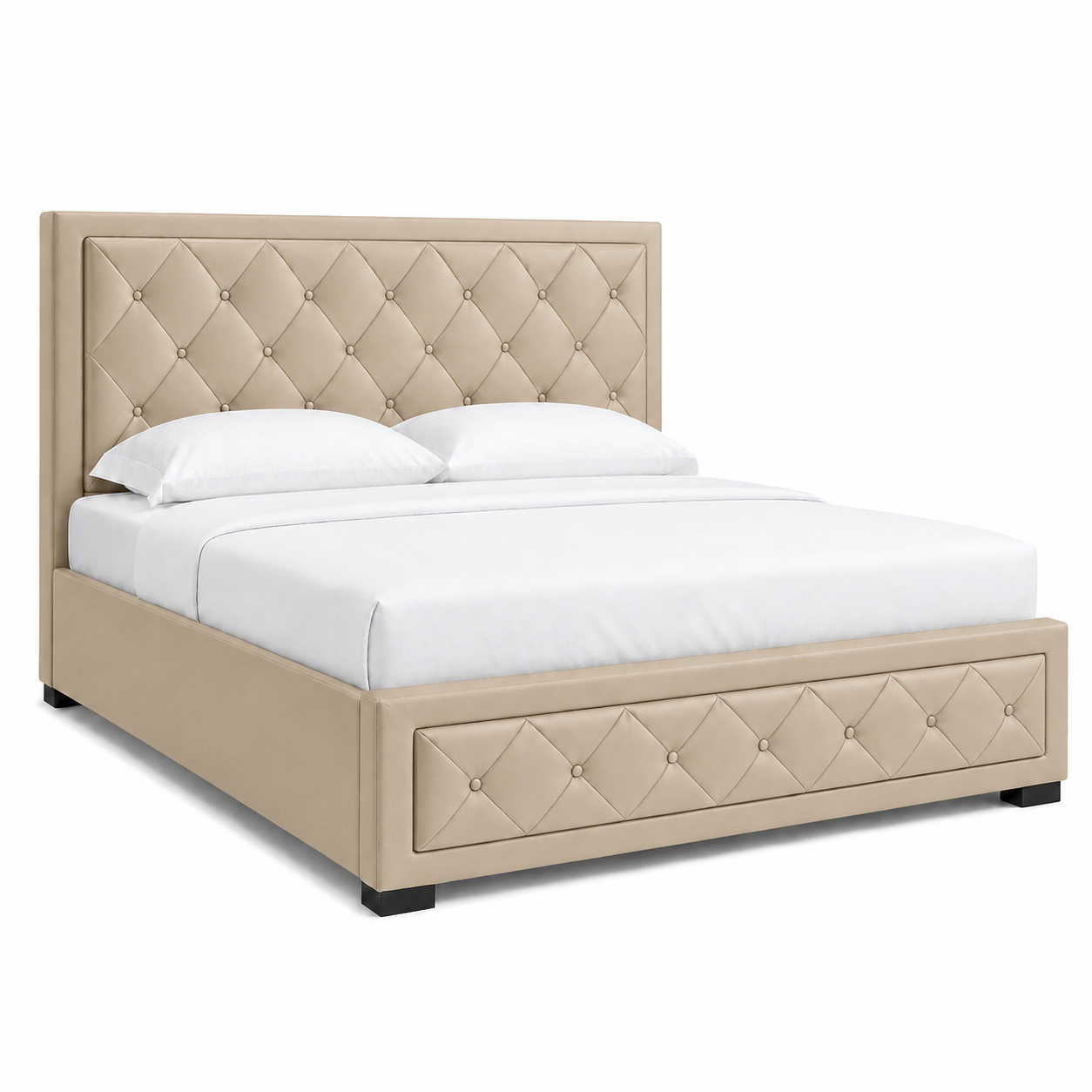 Cass - Bed Beige plain white background view