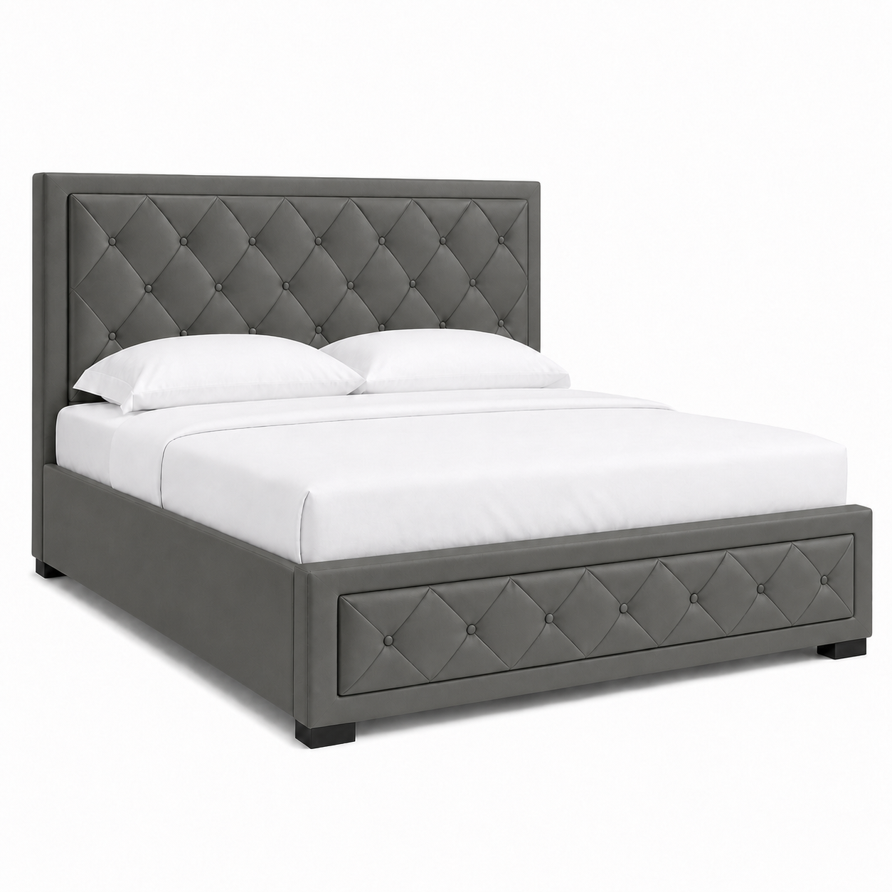 Cass - Bed Grey plain white background view