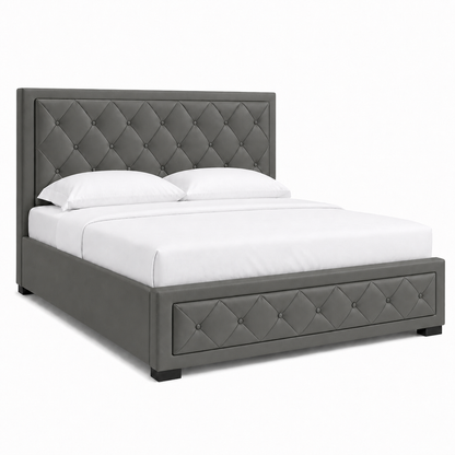 Cass - Bed Grey plain white background view