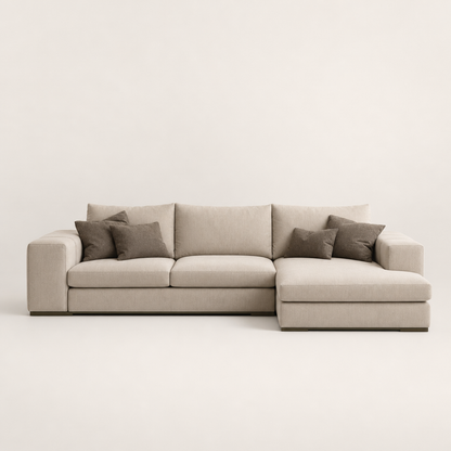 Cello - L shape sectional sofa, front studio view on neutral background