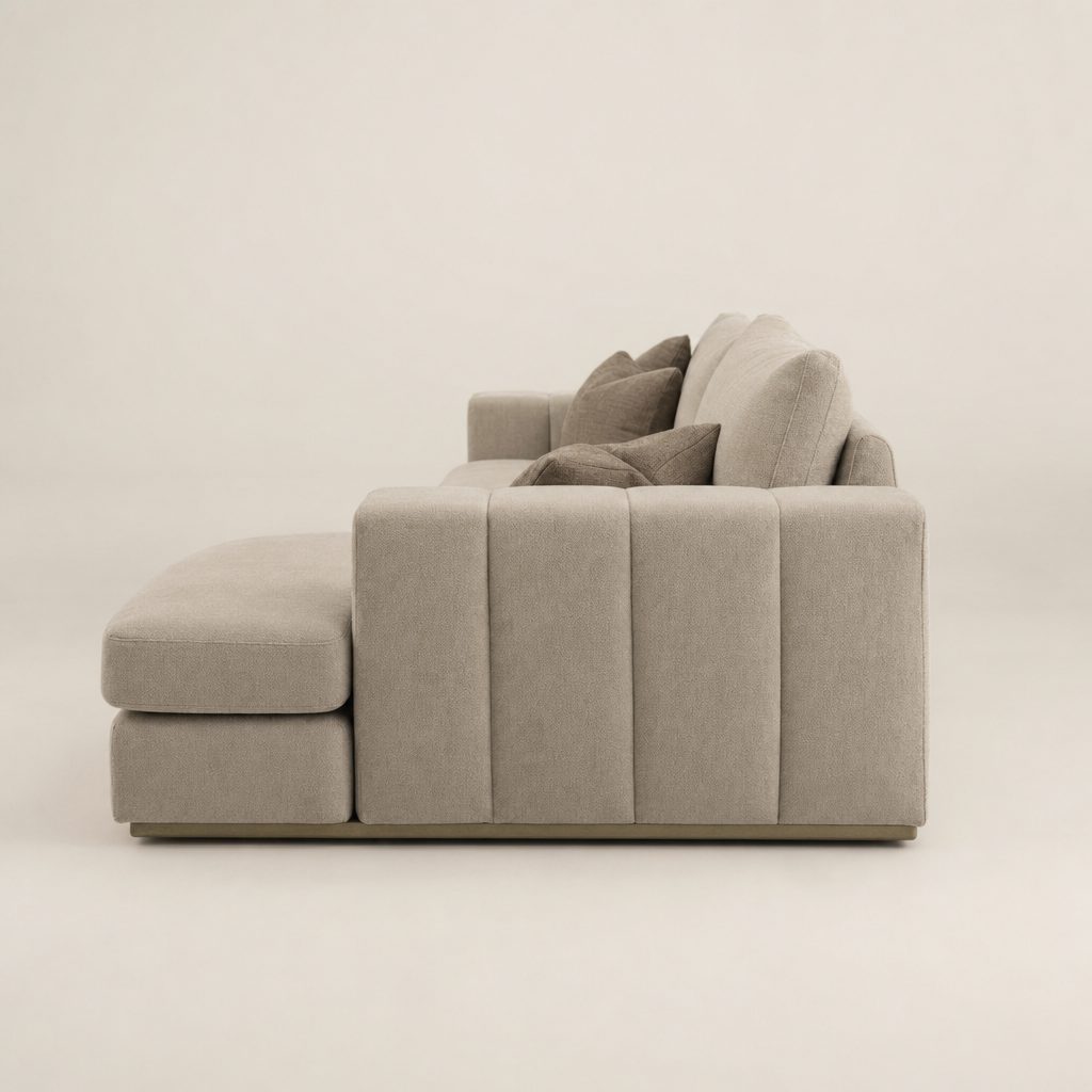 Cello - L shape sectional sofa, chaise-end profile studio view