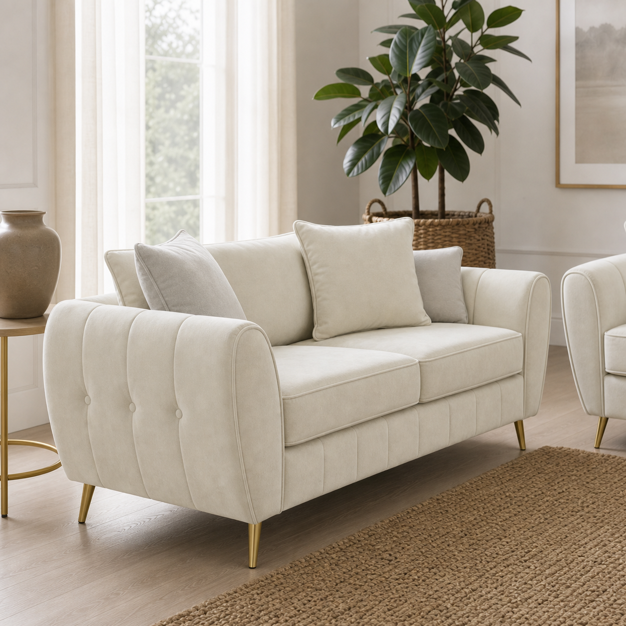 Close view of Chime - 3+2+1 Sofa Set upholstery and construction