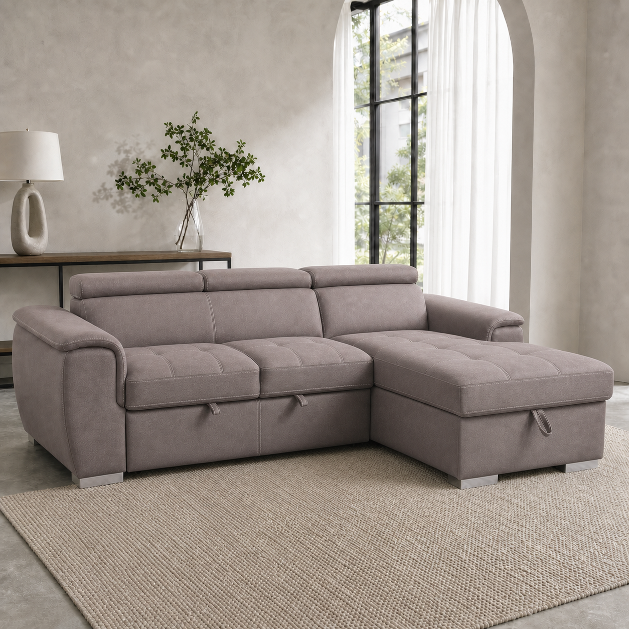 Clora - Sofa bed, fully closed sofa view in the identical living room