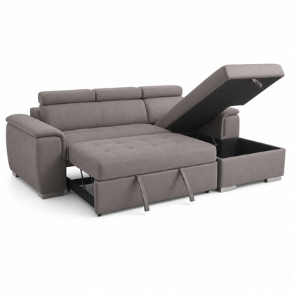 Clora - Sofa bed, fully open studio view on a pure-white background