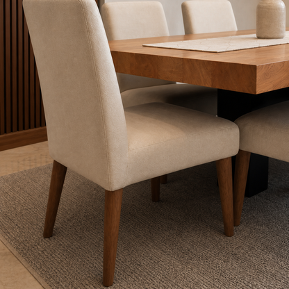 Cole - Wooden Top Dining Table, close chair, seating, or base construction detail