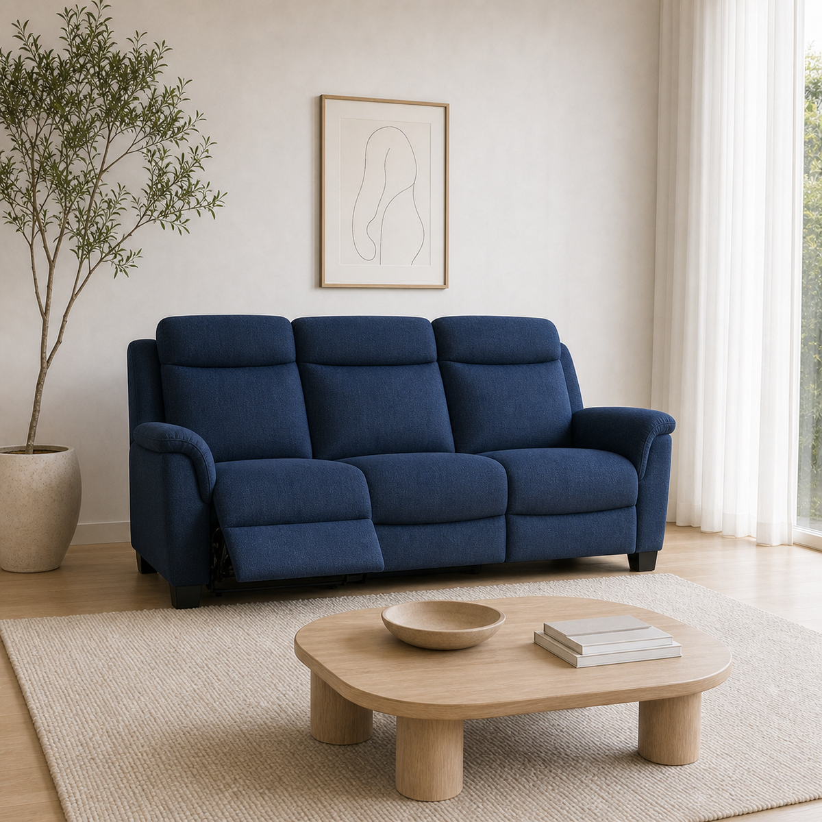 Comet Recliner 3 seater blue 01 main