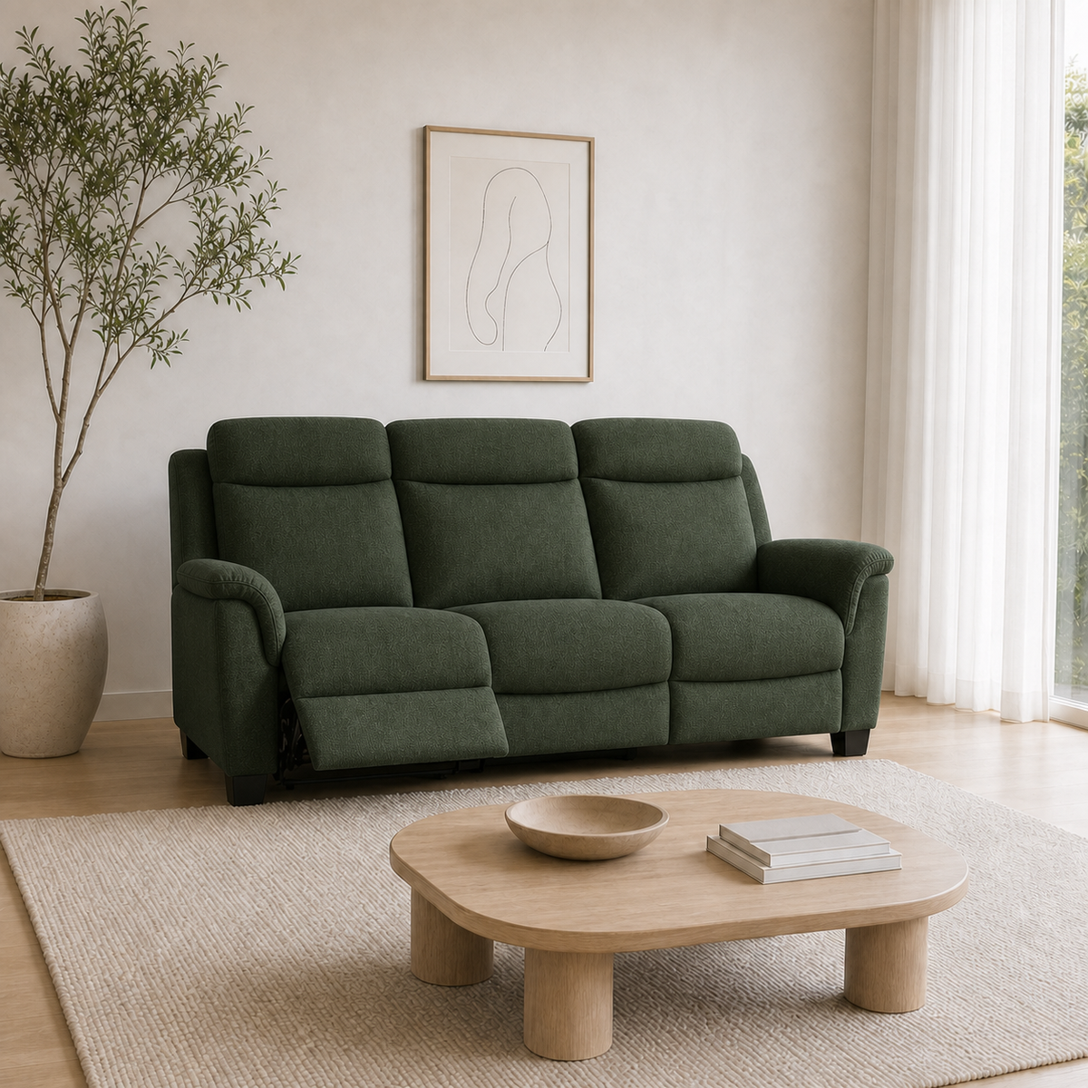 Comet Recliner 3 seater green 01 main