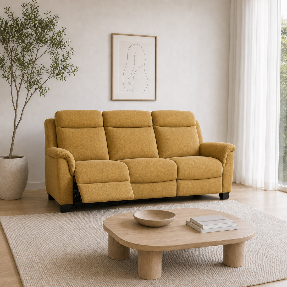 Comet Recliner 3 seater yellow 01 main