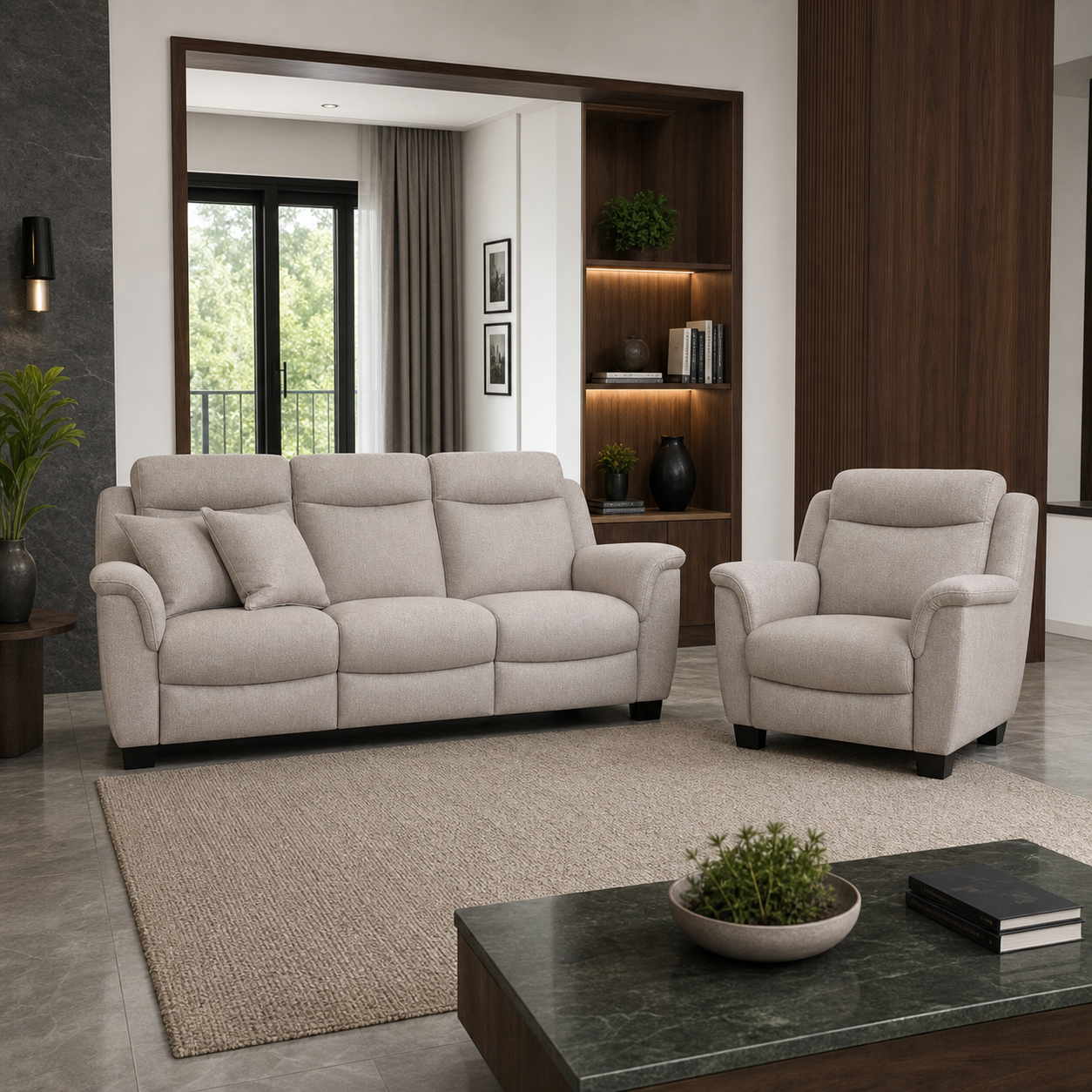 Comet Recliner complete configuration in an editorial living room