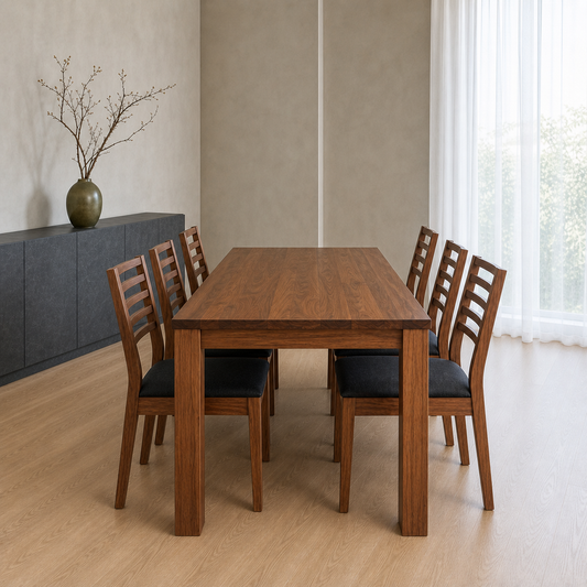 Cora - Wooden Top Dining Table, clearly different end-on dining-room view