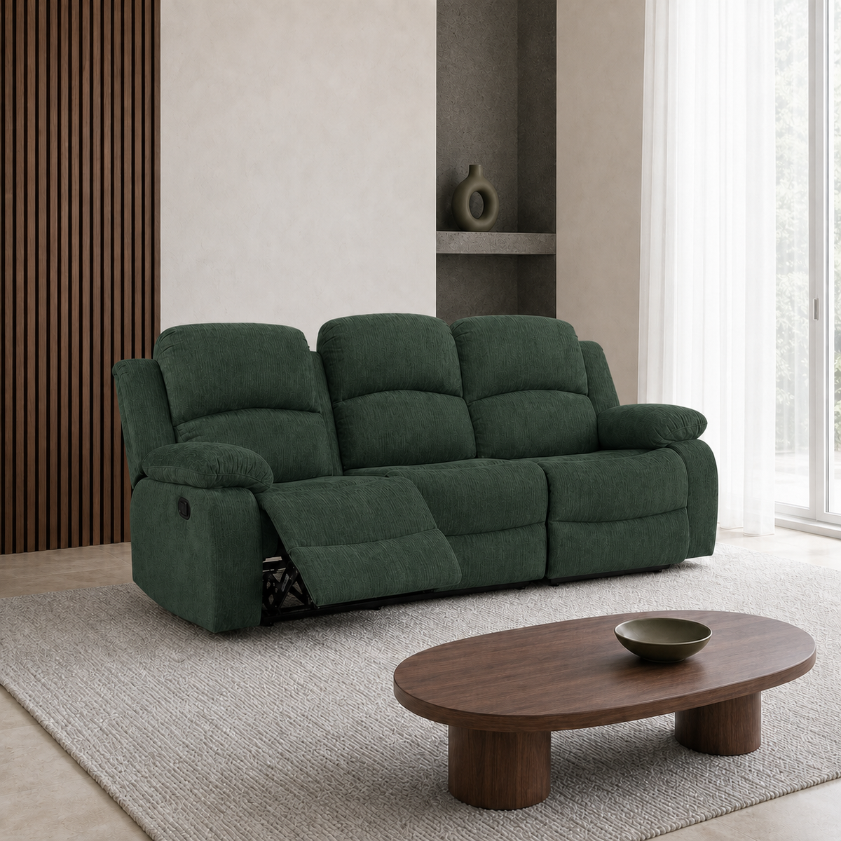 Crescent Recliner 3 seater green 01 main