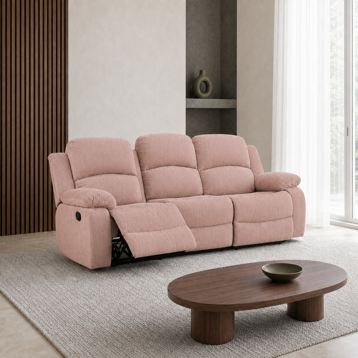 Crescent Recliner 3 seater pink 01 main