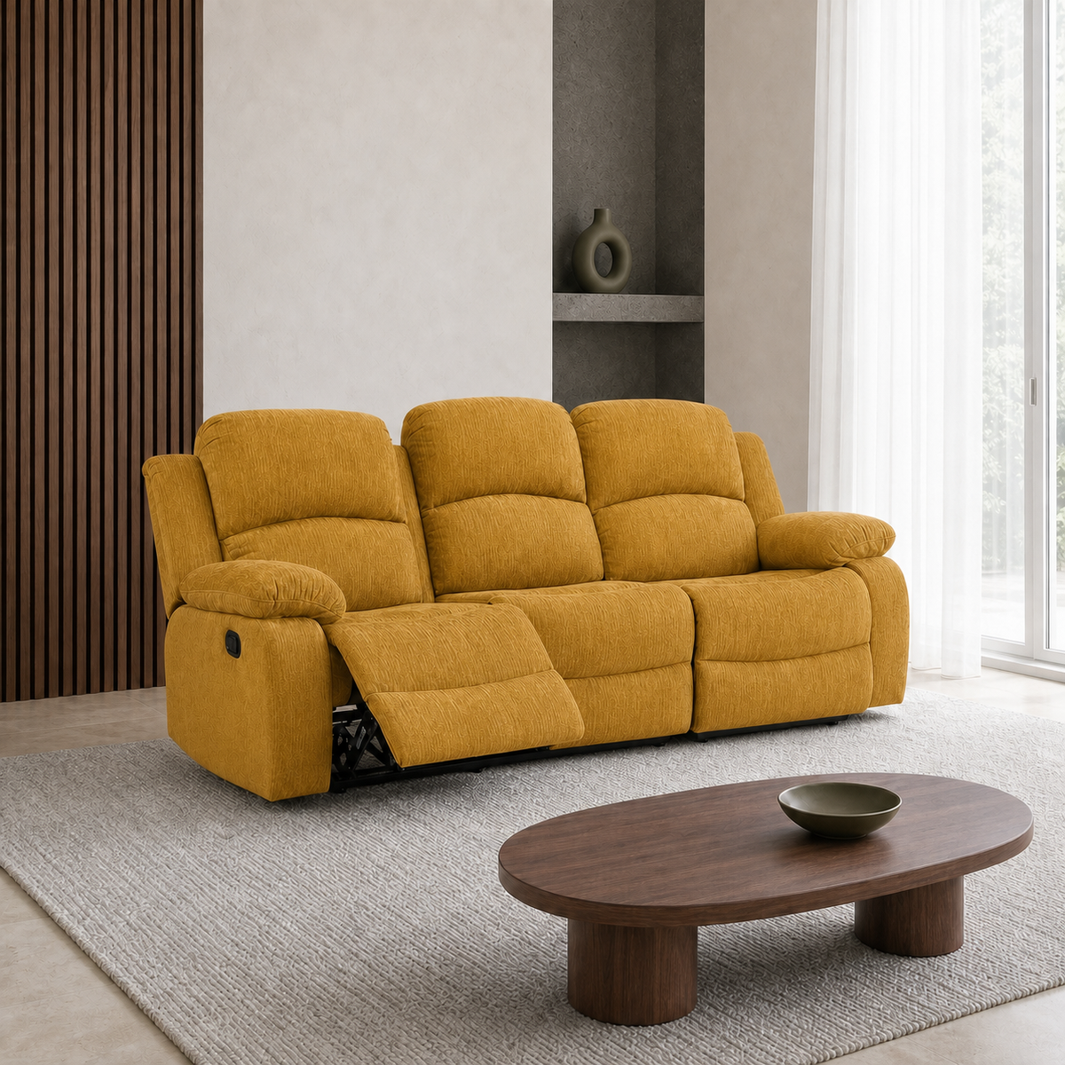 Crescent Recliner 3 seater yellow 01 main
