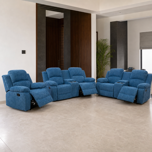 Crescent Recliner complete configuration in an editorial living room