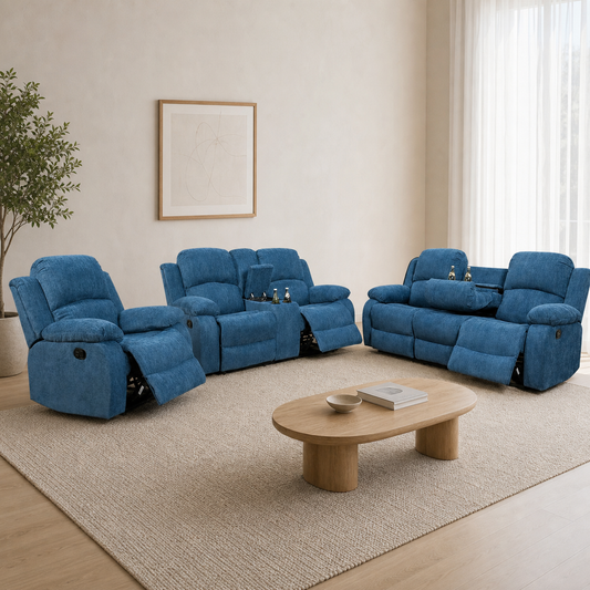 Crescent Recliner complete configuration in an editorial living room