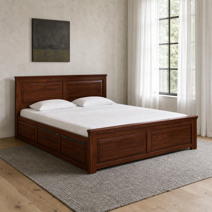 Davi - Bed, complete front three-quarter bed view in a restrained bedroom