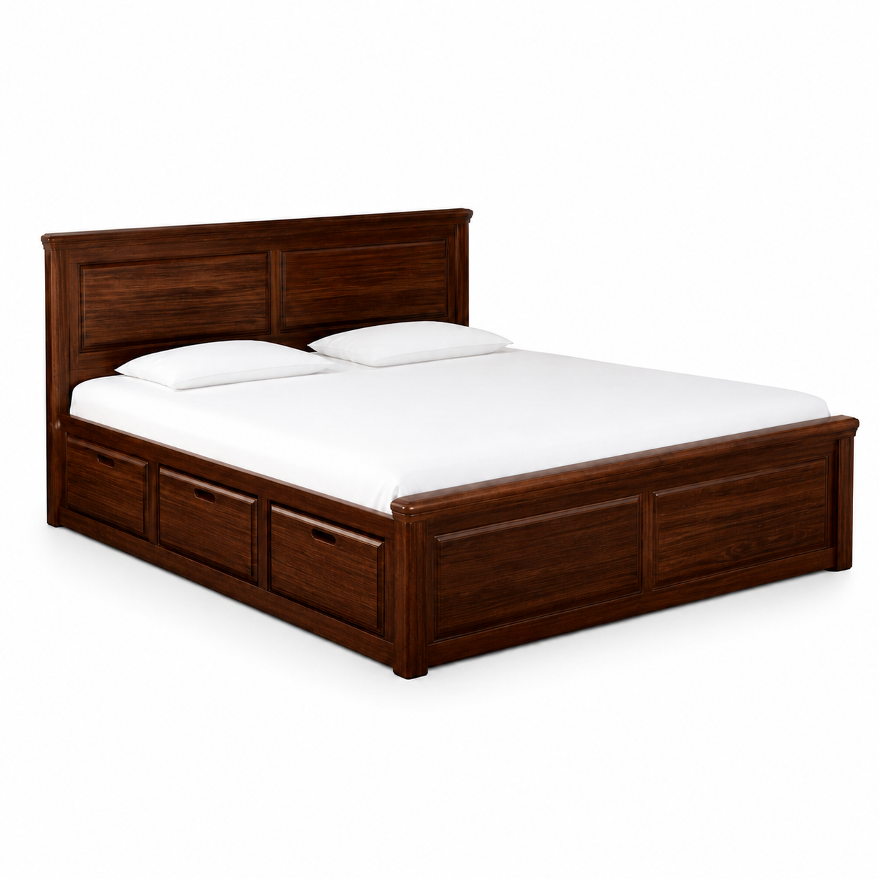 Davi - Bed, complete front three-quarter studio bed view