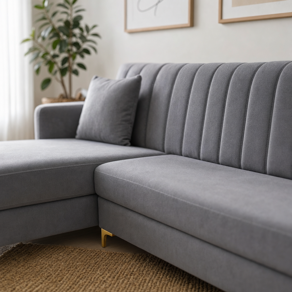Close-up of the Dazzle - L shape sectional sofa's upholstery and details