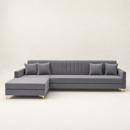 Dazzle - L shape sectional sofa, front studio view on neutral background