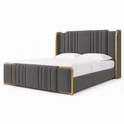 Demi - Bed Grey plain white background view