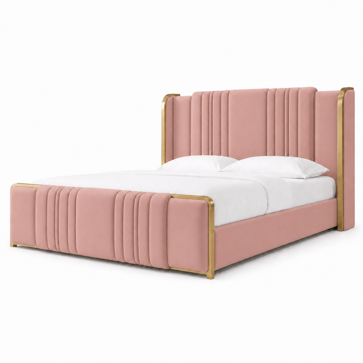 Demi - Bed Pink plain white background view