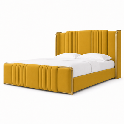 Demi - Bed Yellow plain white background view