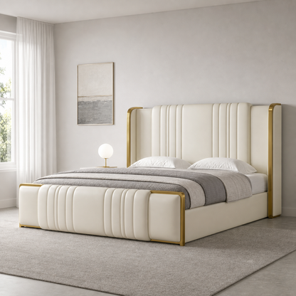 Demi - Bed, closer made-bed view showing the complete frame construction