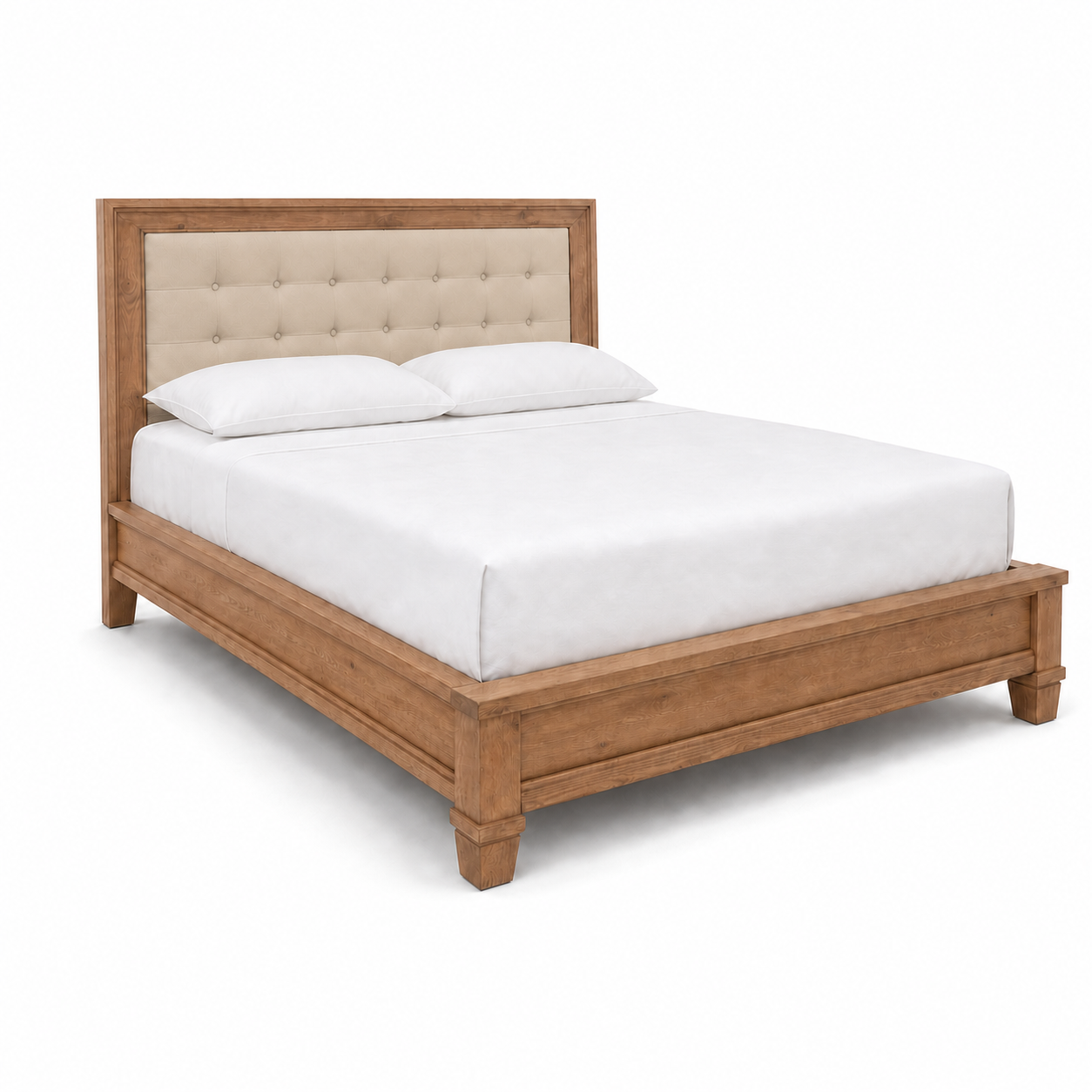 Denna - Bed Beige plain white background view