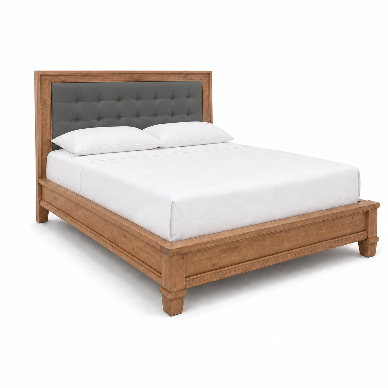 Denna - Bed Grey plain white background view