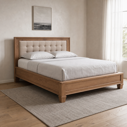 Denna - Bed, complete front three-quarter bed view in a restrained bedroom