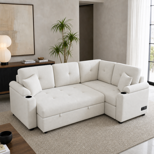 Denzo - Sofa bed, fully closed sofa view in the identical living room