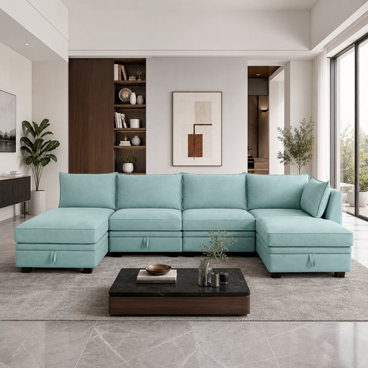 Doren - Sofa bed, front view verifying the source-proven closed footprint