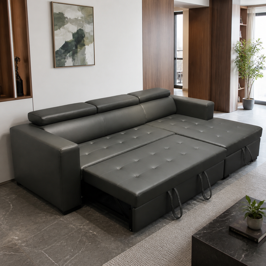 Drane - Sofa bed, fully open sofa-bed hero in a contemporary living room