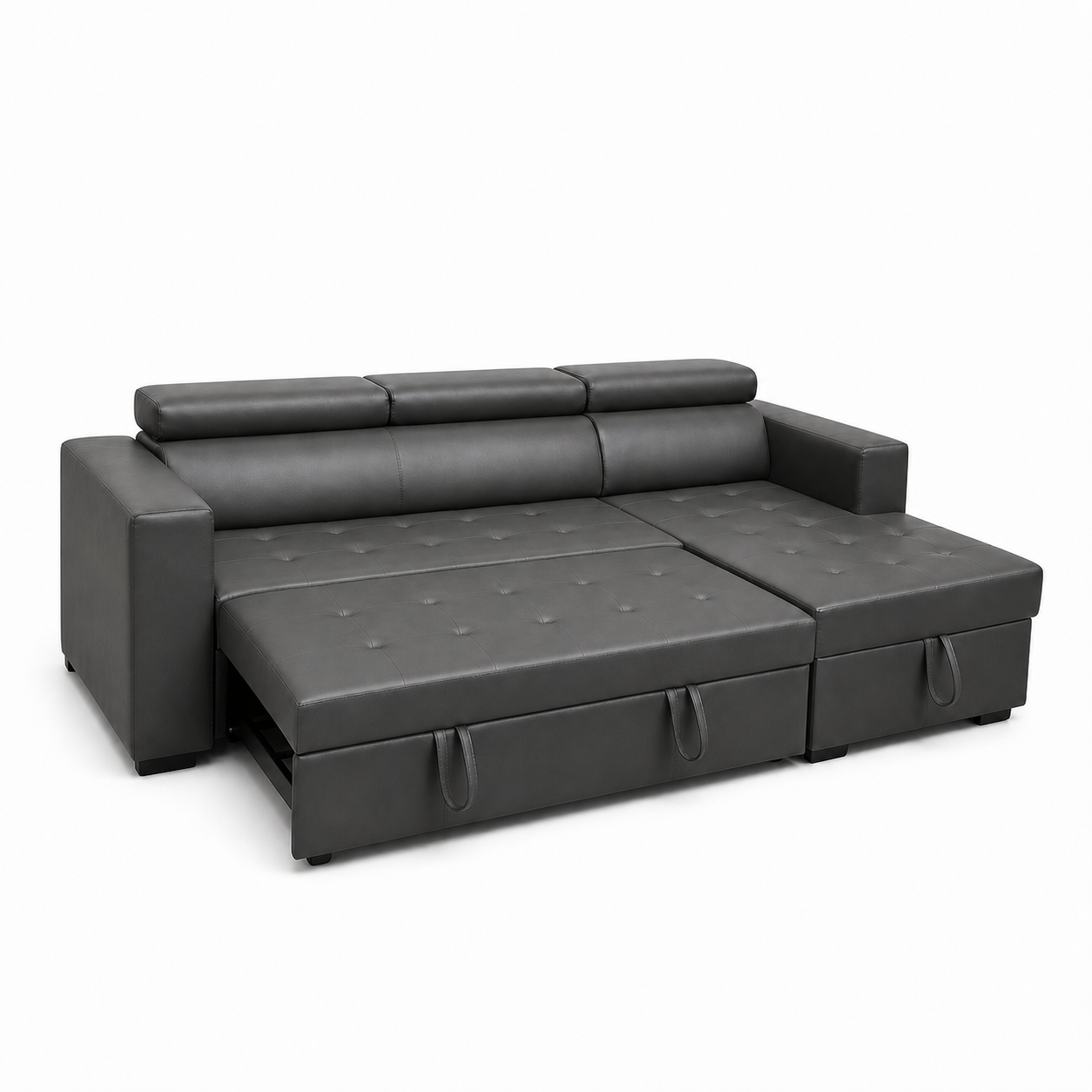 Drane - Sofa bed, fully open studio view on a pure-white background