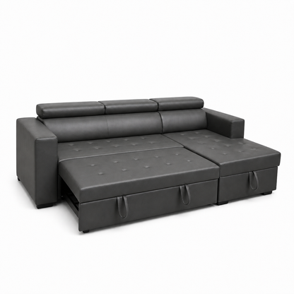 Drane - Sofa bed, fully open studio view on a pure-white background