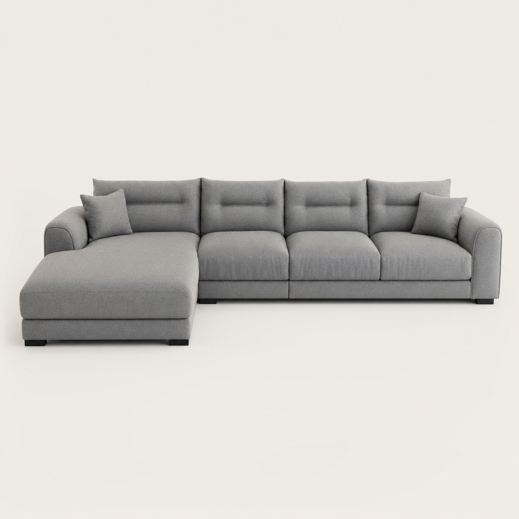Dream - L shape sectional sofa, front studio view on neutral background