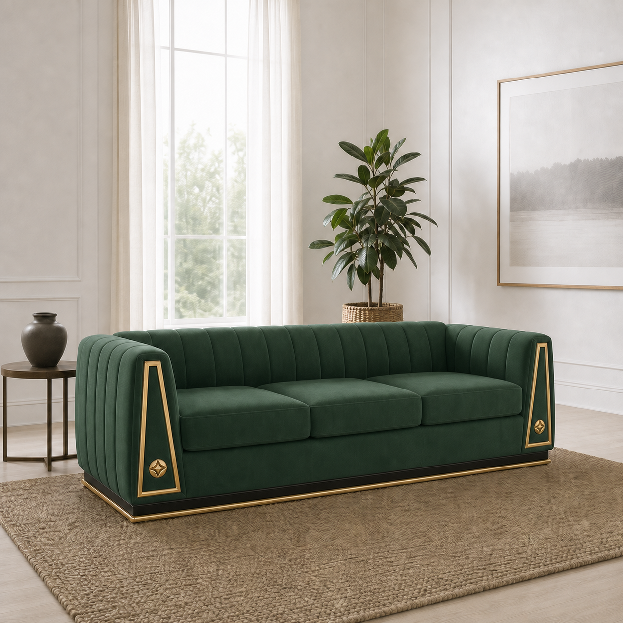 drift-3-2-1-sofa-set 3 seater green 01 room