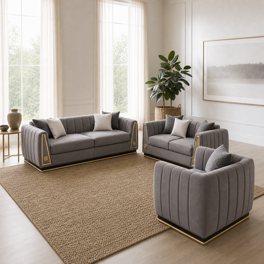 Drift - 3+2+1 Sofa Set, alternate room angle of the complete 3+2+1 sofa set