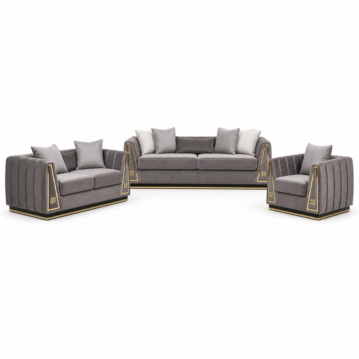 Drift - 3+2+1 Sofa Set, complete 3+2+1 sofa set front studio view