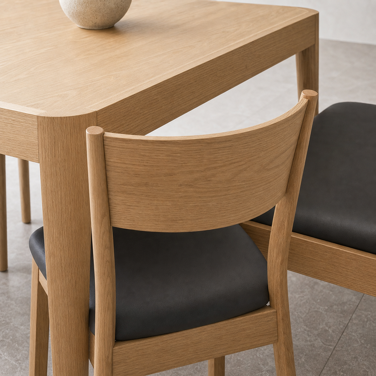 Dune - Wooden Top Dining Table, close chair, seating, or base construction detail