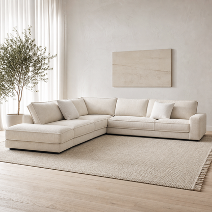 Dusk - L shape sectional sofa in the exact upholstery color shown in the source reference, sectional sofa in a modern living room
