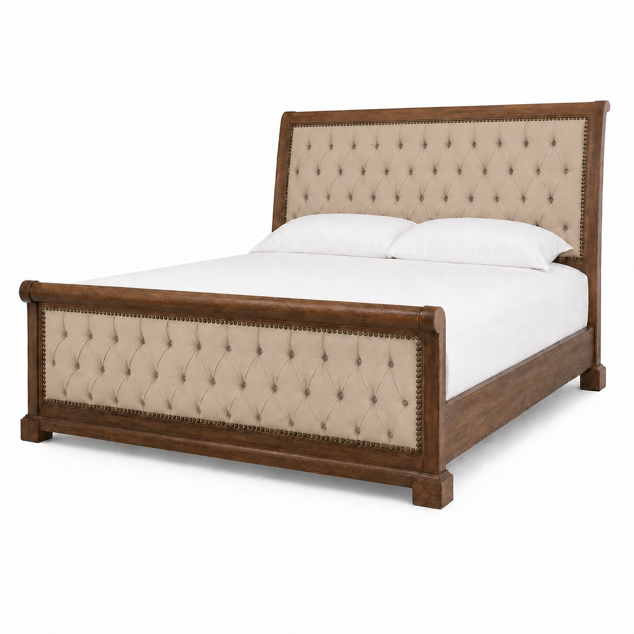 Eamon - Bed Beige plain white background view