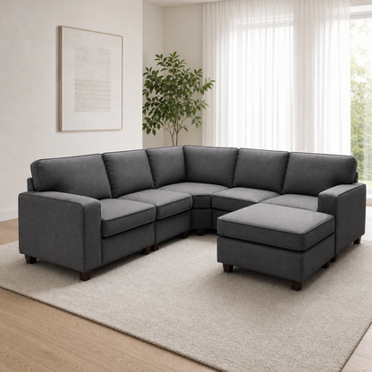 Echo - L shape sectional sofa, three-quarter view showing sectional depth and construction