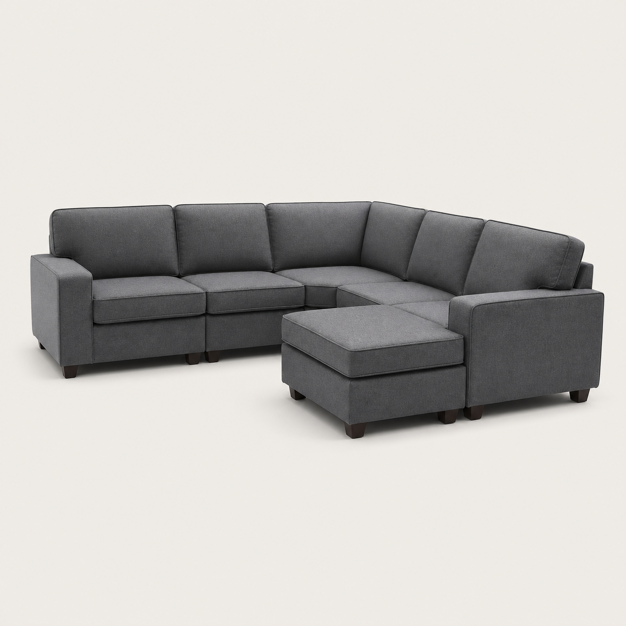 Echo - L shape sectional sofa, sectional sofa end-profile studio view
